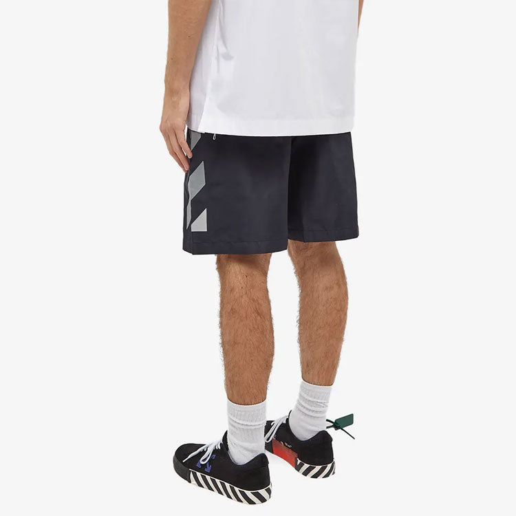 Image of Men's OFF-WHITE SS22 Twill Printing Elastic Waistband Straight Shorts Ordinary V
