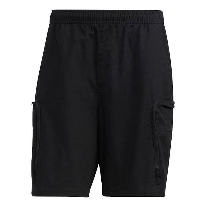 Image of Men's adidas Solid Color Logo Printing Casual Straight Shorts Black HM2984