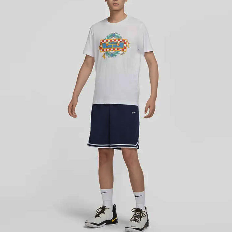 Image of Men's Nike Dri-Fit DNA Logo Printing Stripe Drawstring Lacing Sports Shorts Deep