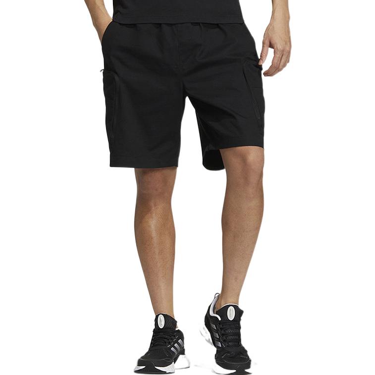 Image of Men's adidas Solid Color Logo Printing Casual Straight Shorts Black HM2984