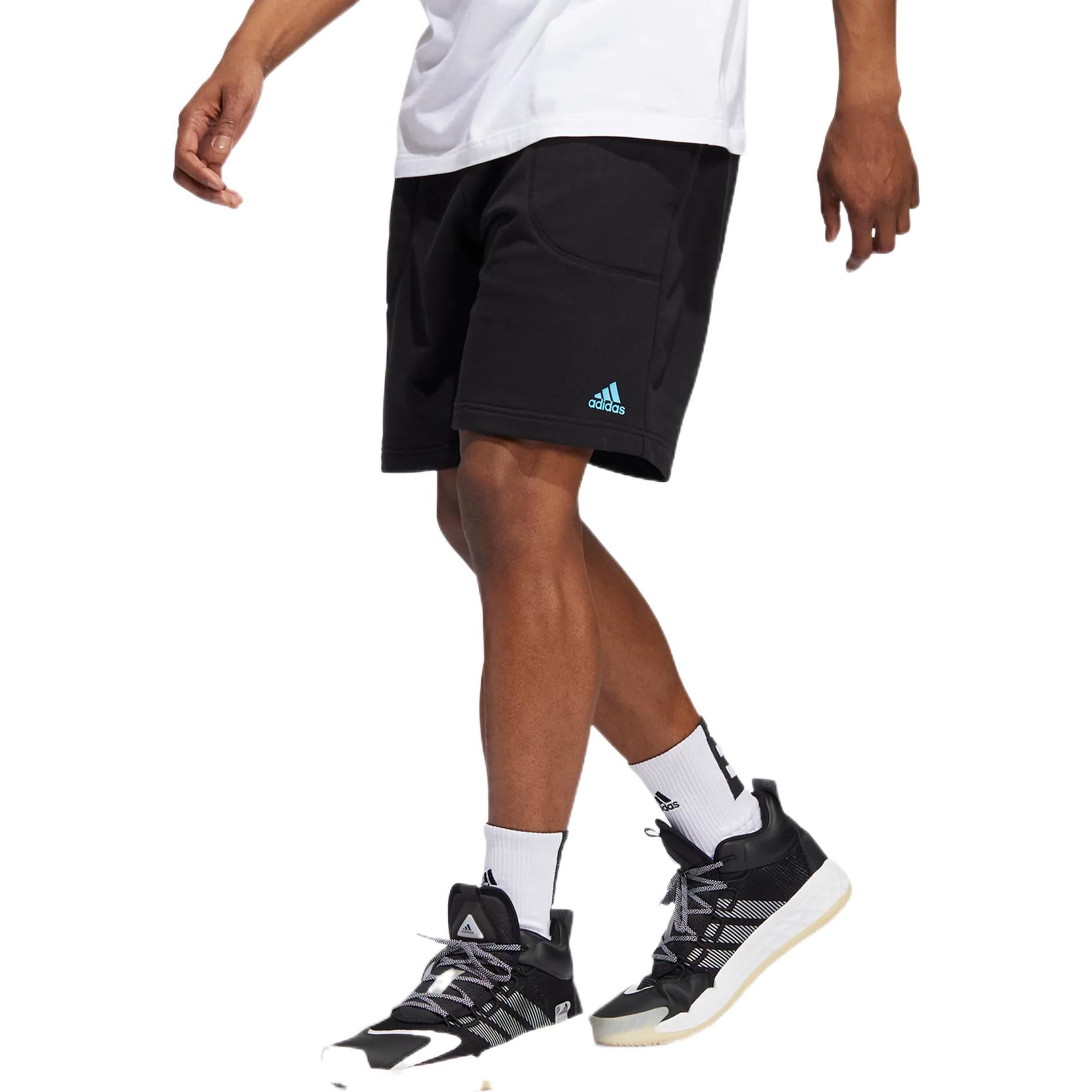 Image of Men's adidas Don Dream Short Solid Color Logo Printing Drawstring Lacing Straigh