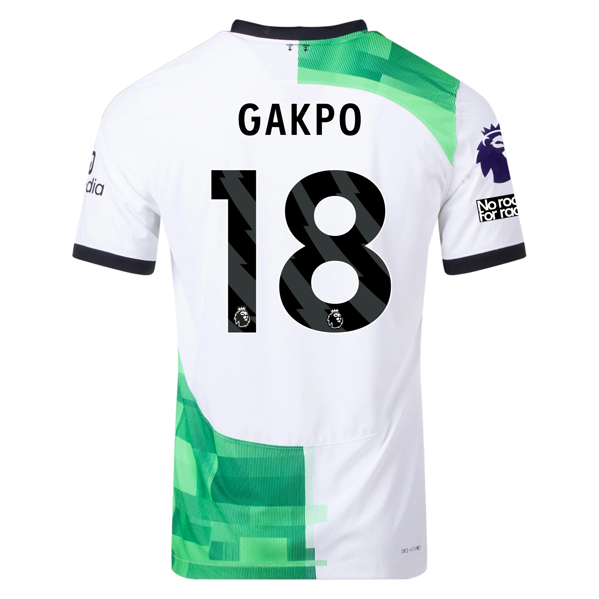 Image of Nike Liverpool Authentic Cody Gakpo Auswärtstrikot mit EPL + No Room For Racis