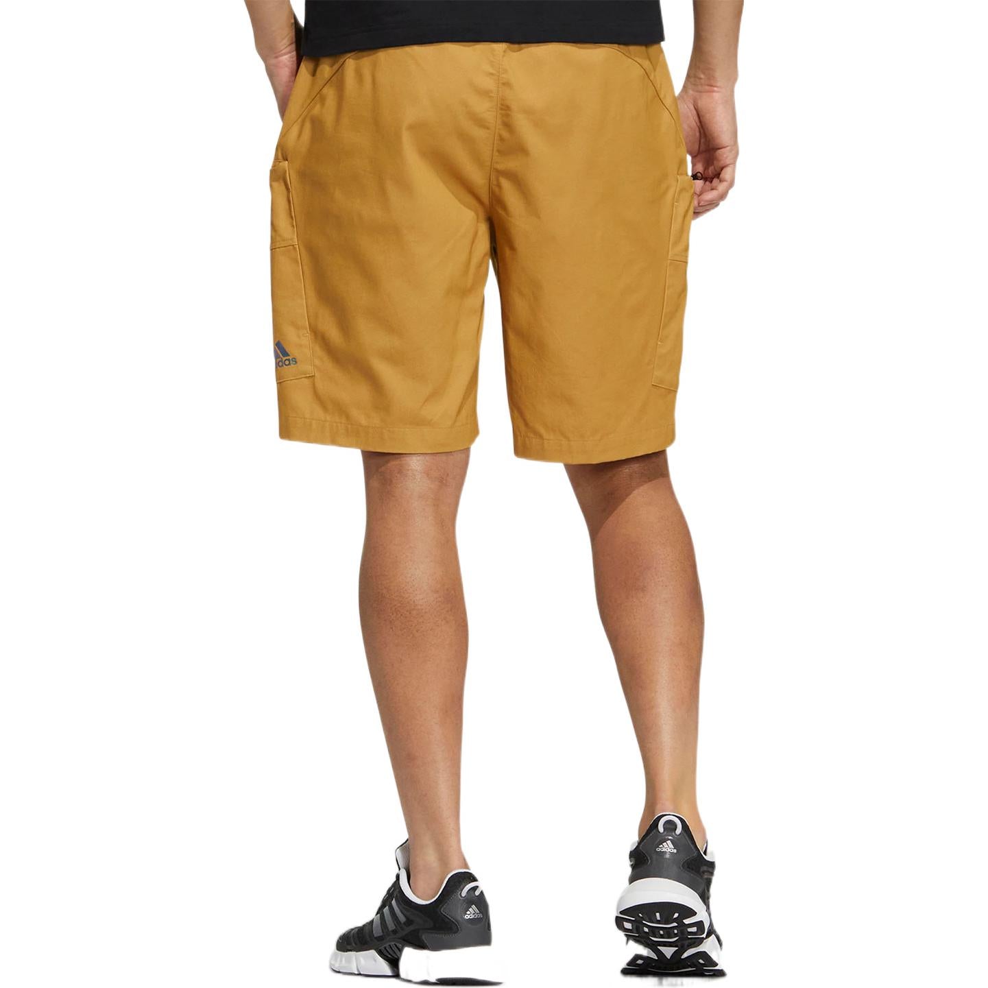 Men's adidas Solid Color Logo Printing Casual Straight Shorts Yellow HM2987