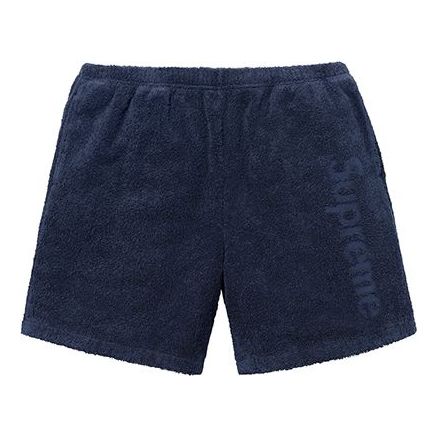 Image of Supreme SS18 Terry Logo Short Navy Alphabet LOGO Shorts Unisex Navy Blue SUP-SS1