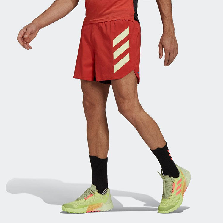 Image of Men's adidas Colorblock Straight Slim Fit Reflective Sports Shorts Red H11752