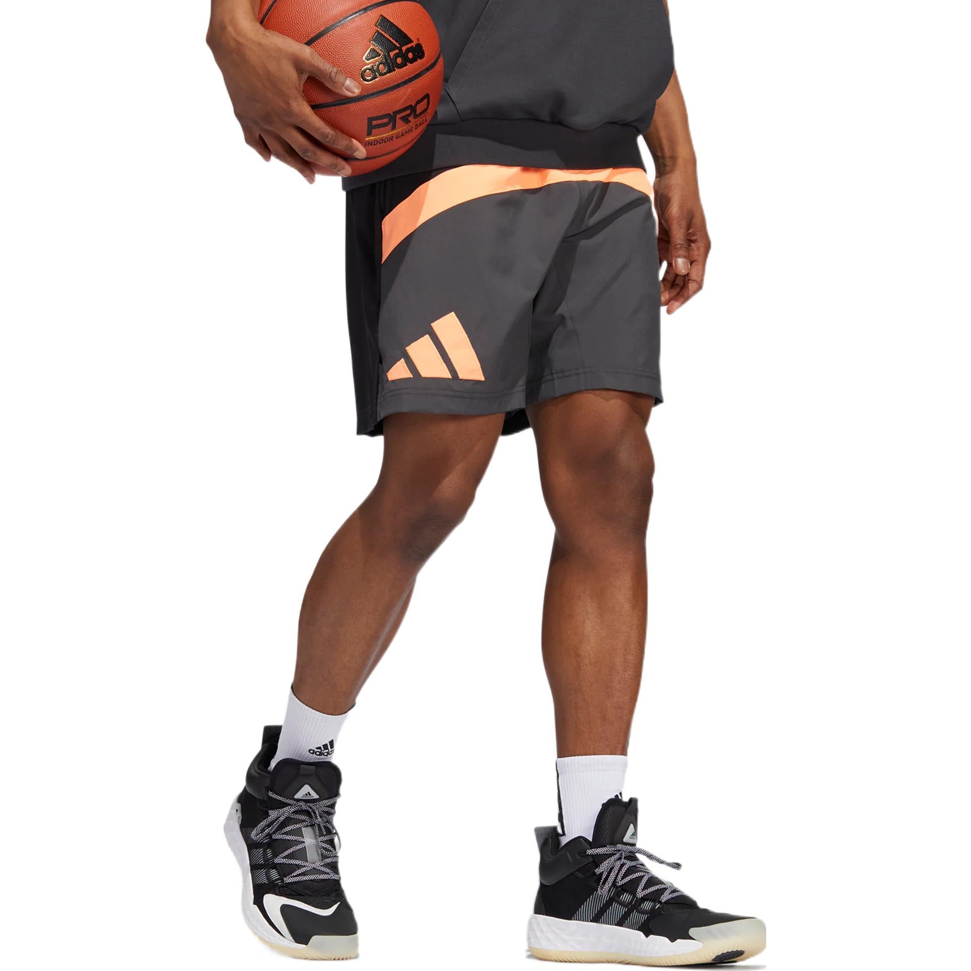 Men's adidas Galaxy Short Stripe Logo Printing Drawstring Lacing Straight Shorts