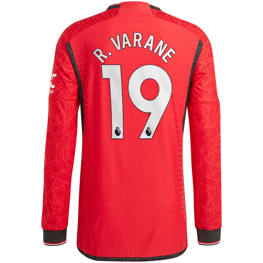 Image of adidas Manchester United Authentic Raphael Varane Long Sleeve Home Jersey w/ EPL