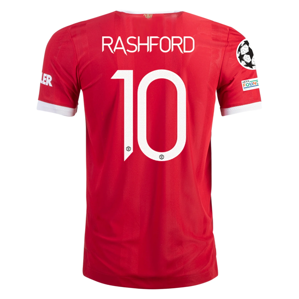 Image of adidas Authentic Manchester United Marcus Rashford Home Jersey w/ Champions Leag