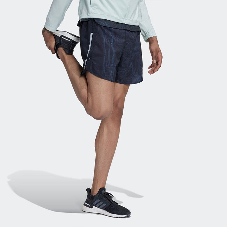 Image of Men's adidas Running Geometry Pattern Logo Sports Shorts Blue HM1213
