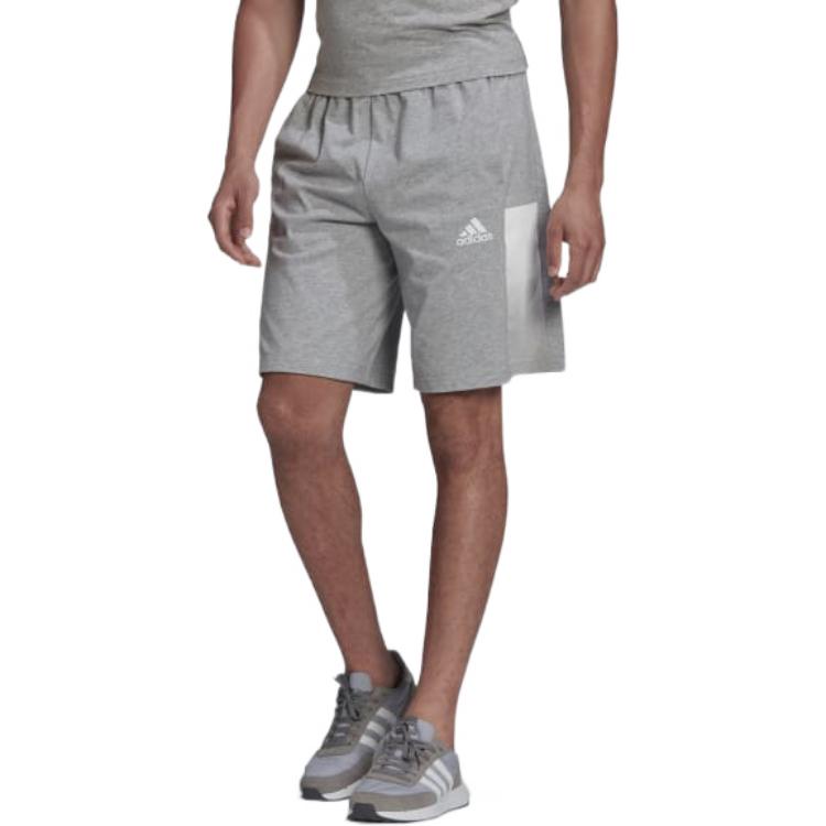 Image of Men's adidas Splicing Color Block Logo Casual Sports Shorts Gray HE1878