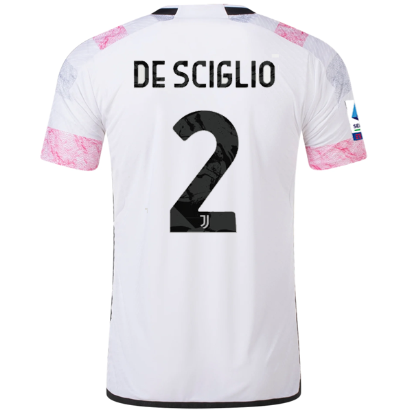 Image of adidas Juventus Authentic De Sciglio Away Jersey w/ Serie A Patch 23/24 (White)