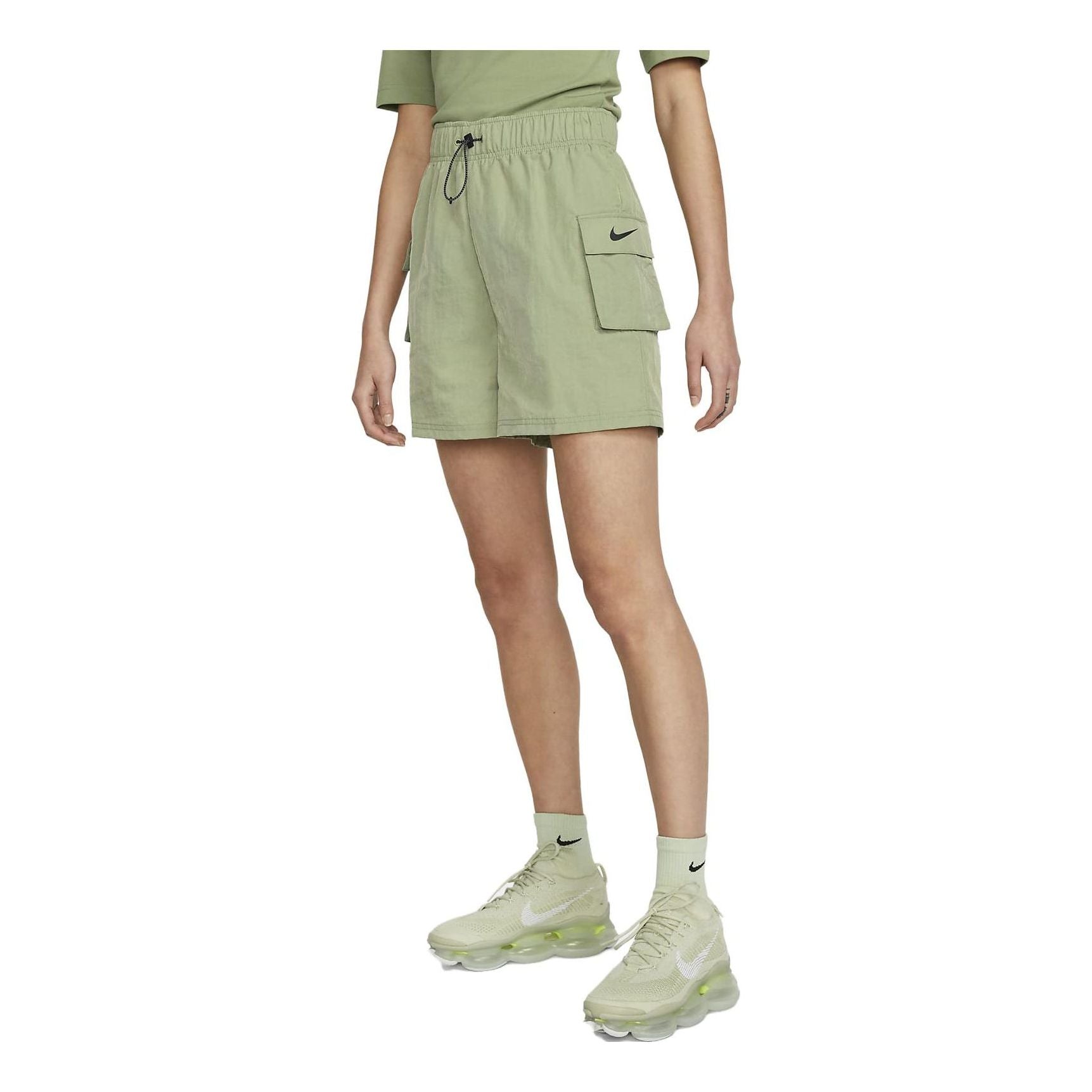 (WMNS) Nike Sportswear Essential Woven High-Rise Shorts 'Oil Green' DM6248-386