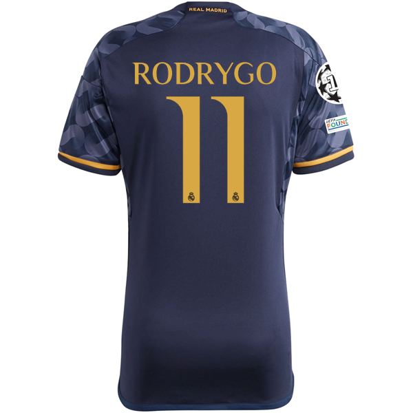Image of adidas Real Madrid Rodrygo Away Jersey w/ Champions League + Club World Cup Patc