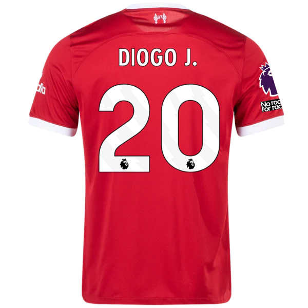 Nike Liverpool Diogo Jota Home Jersey w/ EPL + No Room For Racism Patches 23/24