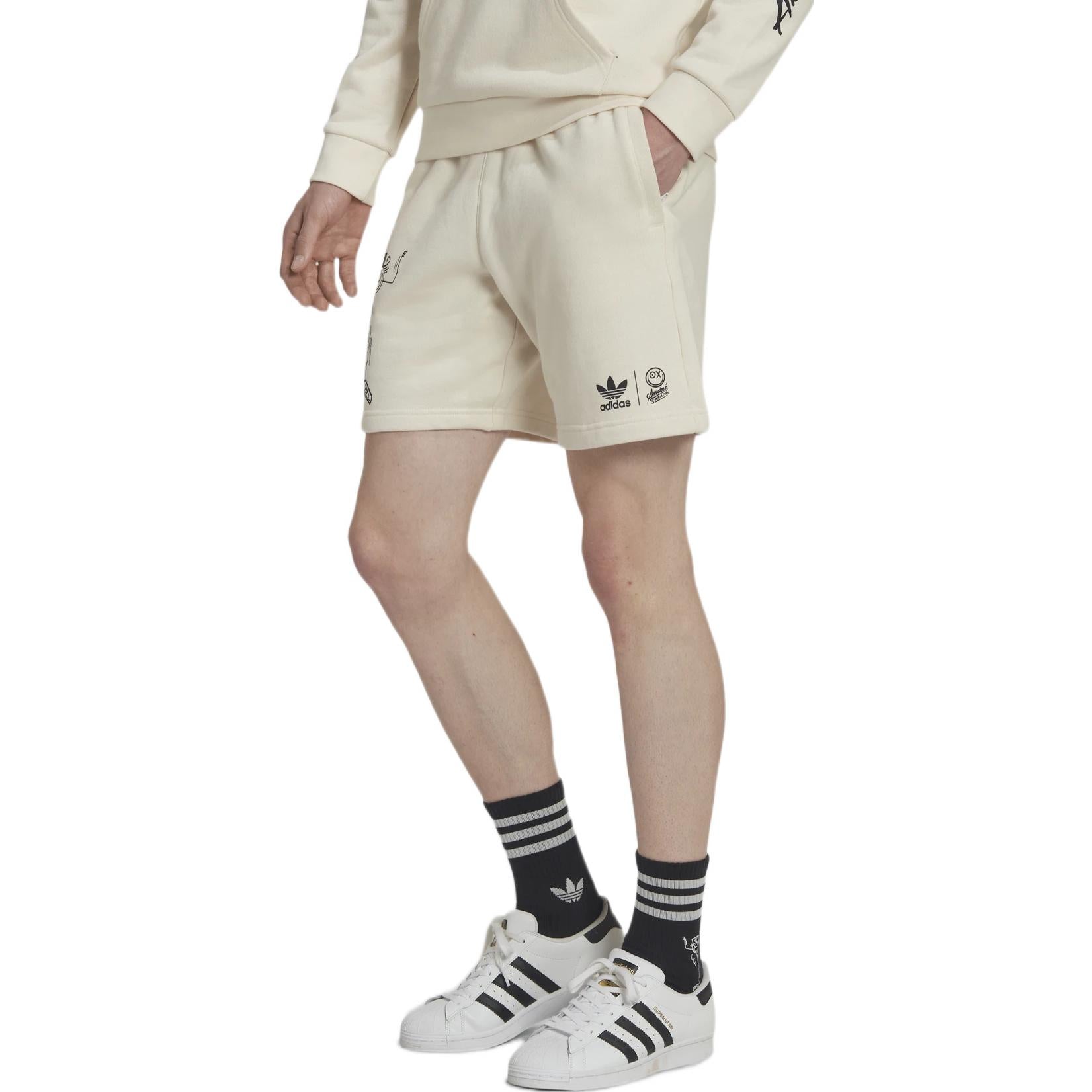 Image of Men's adidas originals Cartoon Graffiti Logo Printing Straight Casual Shorts Cre