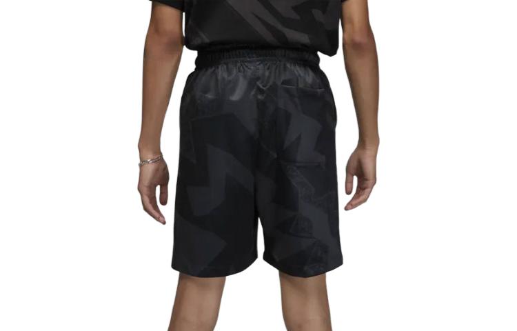 Image of Air Jordan Drawstring Lacing Elastic Waistband Casual Straight Shorts Men's Blac