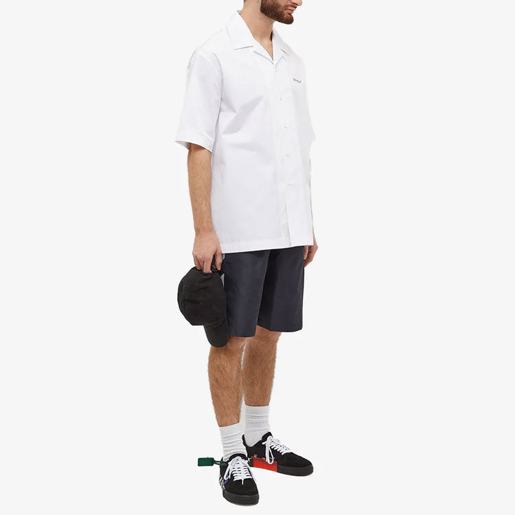 Men's OFF-WHITE SS22 Twill Printing Elastic Waistband Straight Shorts Ordinary V