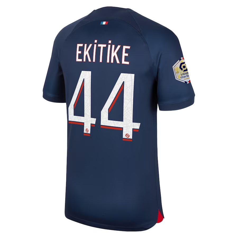 قميص Nike Paris Saint Germain Hugo Ekitiké الأساسي مع رقعة أبطال الدوري الفرنسي 23/