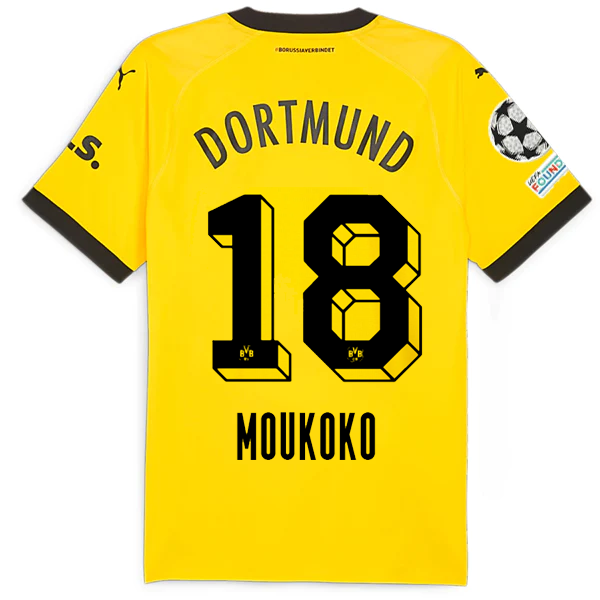 Puma Borussia Dortmund Authentic Muokoko Home Jersey w/ Champions League Patches