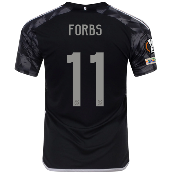 Image of adidas Ajax Carlos Forbs Third Jersey w/ Europa League Patches 23/24 (Black)