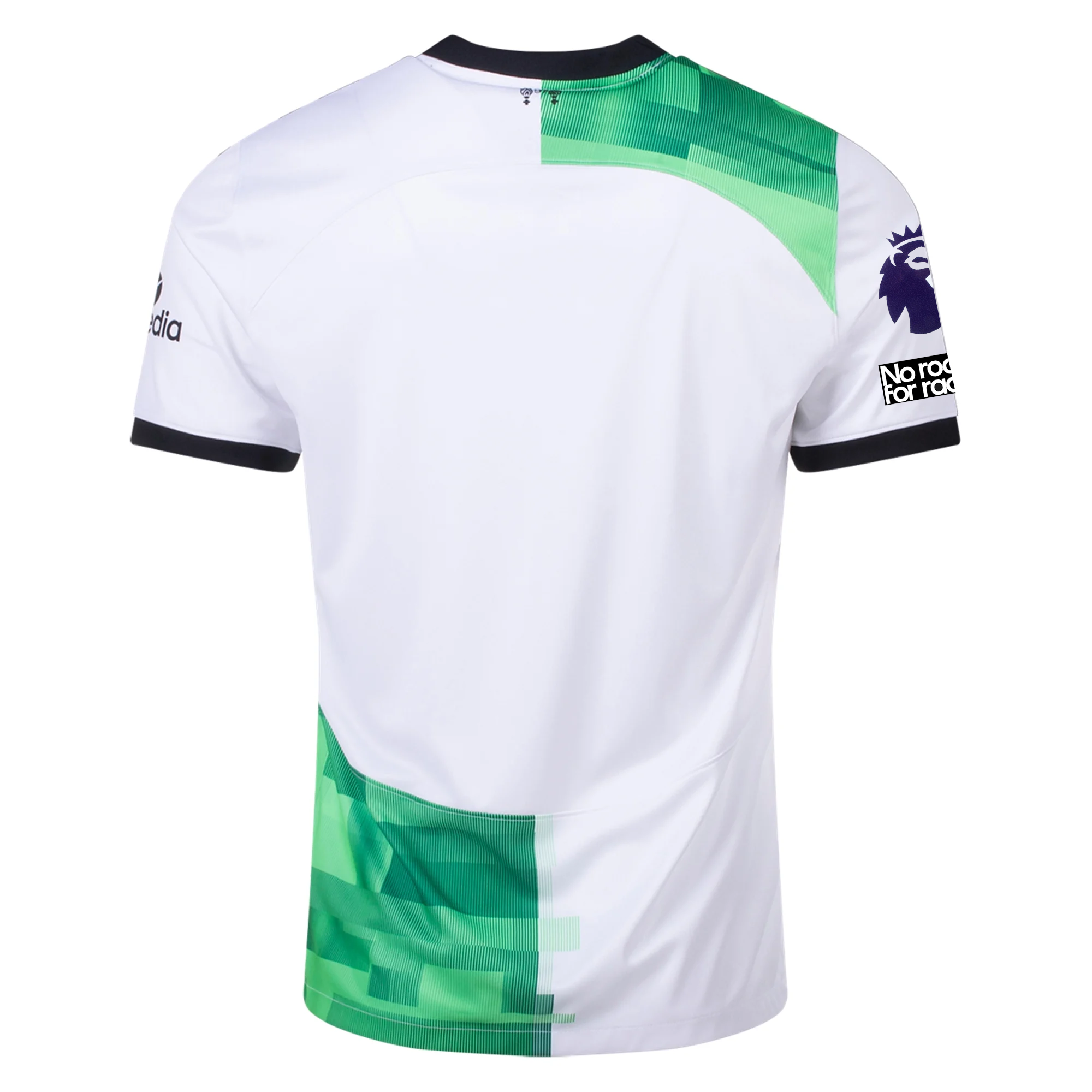 Image of Nike Liverpool Auswärtstrikot mit EPL + „No Room For Racism“-Aufnähern 23/24 (Weiß/Grün