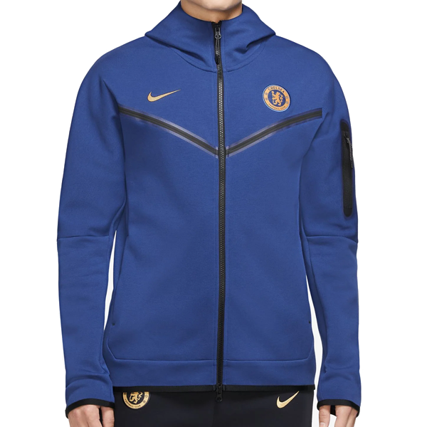 سترة Nike Chelsea Tech Fleece Windrunner مقاس 23/24 (أزرق سريع/ذهبي النادي)