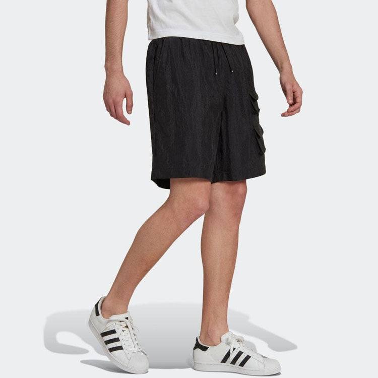 Image of adidas Solid Color Multiple Pockets Lacing Shorts Black HS8889