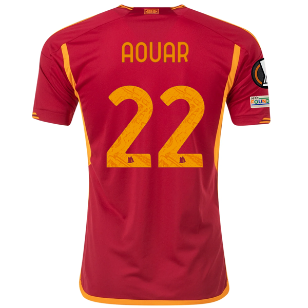 adidas Roma Houssem Aouar Heimtrikot mit Europa-League-Aufnähern 23/24 (Team Victo