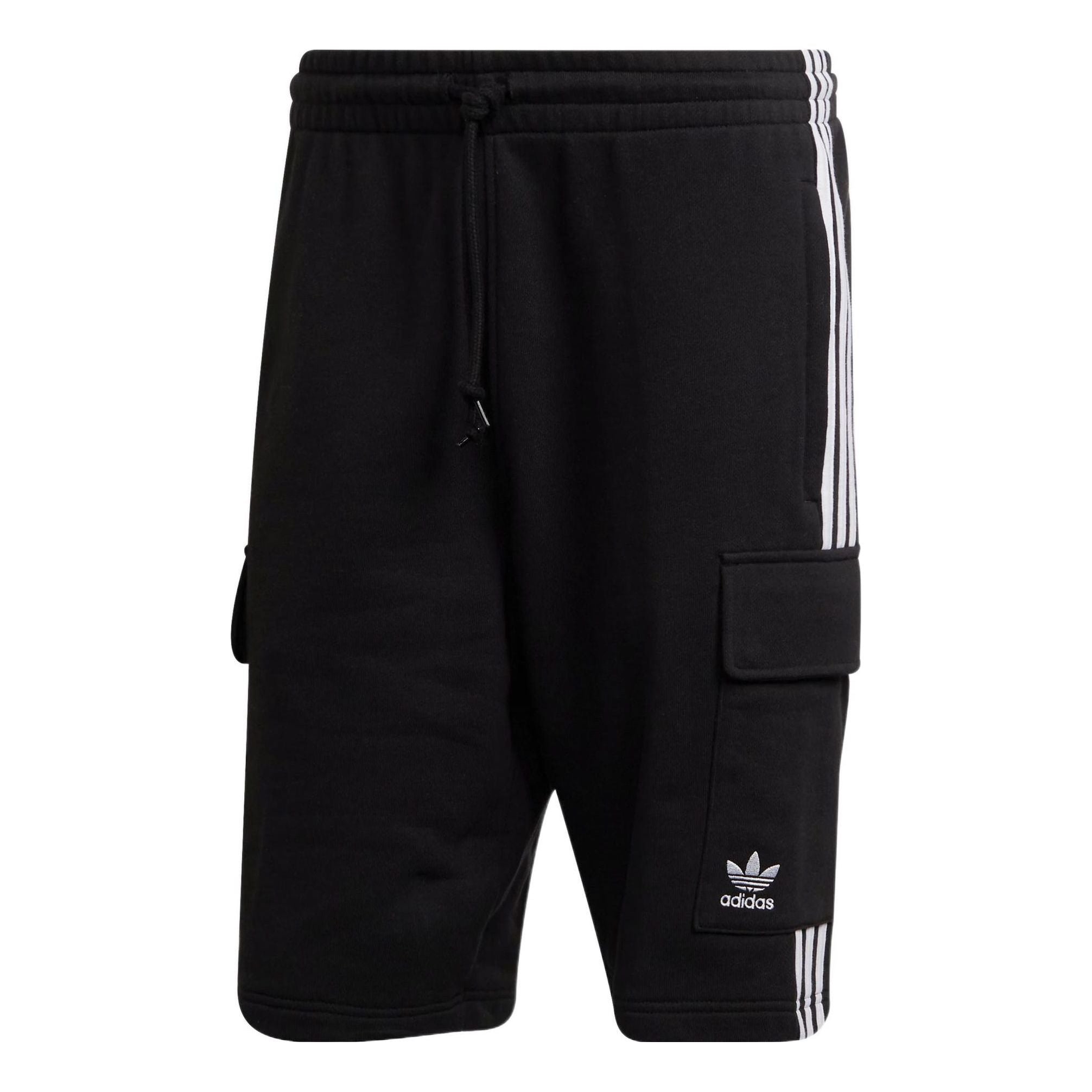Image of adidas originals Solid Color Stripe Cargo Pocket Sports Shorts Black HB9542