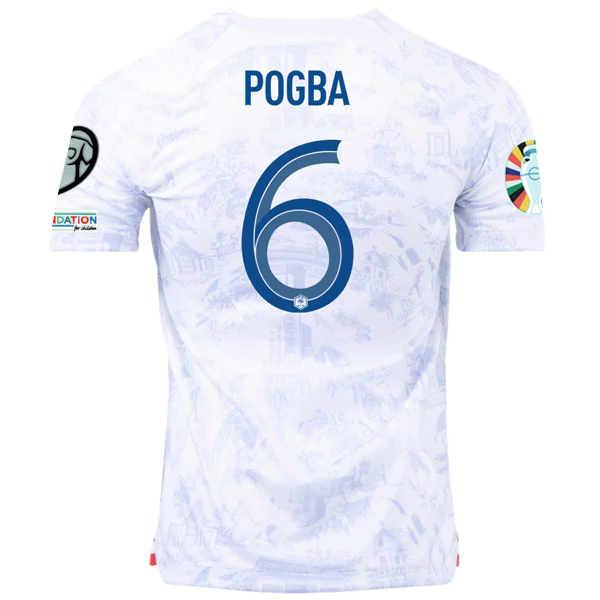Image of Nike France Paul Pogba Away Jersey w/ Nations League Champion Patch + Euro Quali