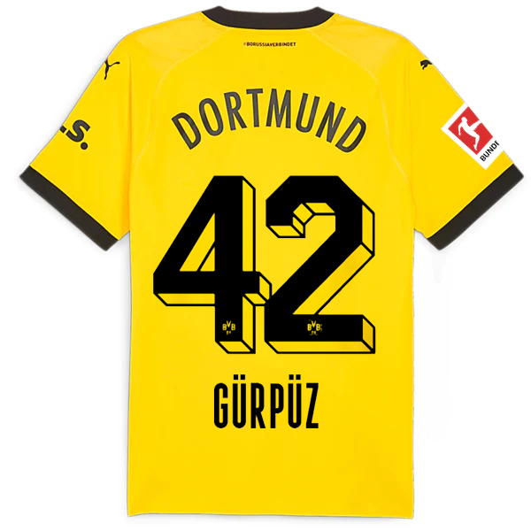 Puma Borussia Dortmund Authentic Gurpuz Home Jersey w/ Bundesliga Patch 23/24 (C