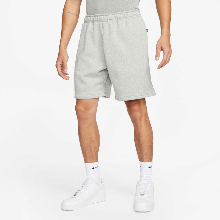 Image of Nike Solid Color Logo Straight Loose Casual Shorts Unisex Gray DV3056-063