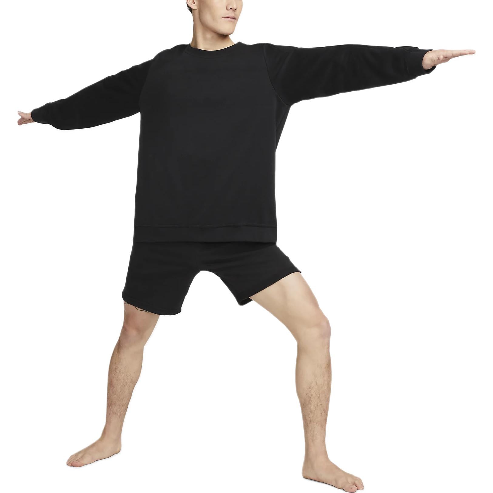 Men's Nike Yoga Therma-FIT Logo Printing Solid Color Sports Shorts Black DM7832-