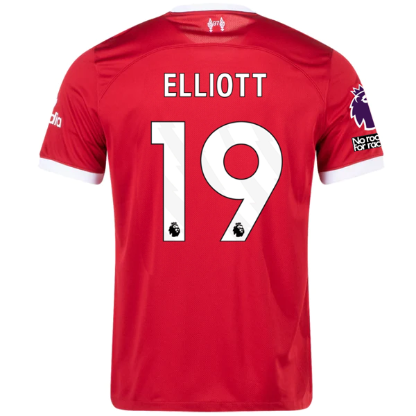 Image of Nike Liverpool Harvey Elliot Home Jersey w/ EPL + No Room For Racism Patches 23/