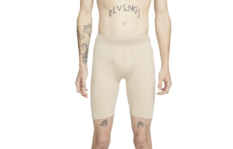 Men's Nike x MMW Crossover Solid Color Yoga 3 In 1 Sports Shorts Cream Yellow DD
