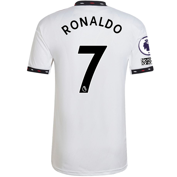 Image of adidas Mancheser United Cristiano Ronaldo Away Jersey w/ EPL + No Room For Racis