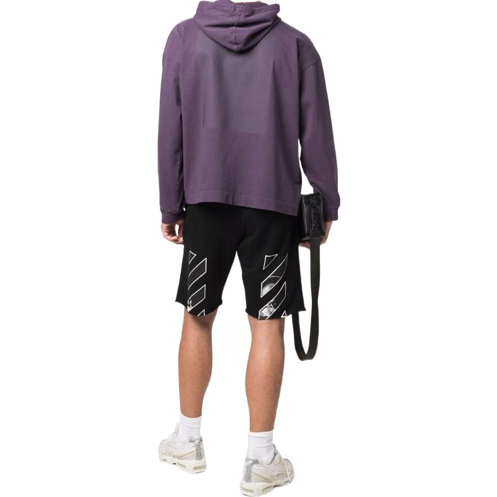 Image of Men's OFF-WHITE SS22 Solid Color Logo Printing Straight Shorts Version Black OMC