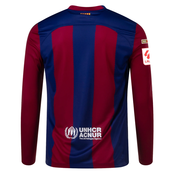 Nike Barcelona Home Long Sleeve Jersey 23/24 w/ La Liga Champions Patches (Deep
