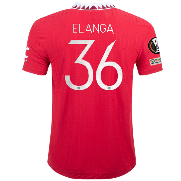 Image of adidas Manchester United Anthony Elanga Authentic Home Jersey w/ Europa League P