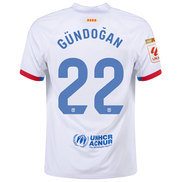 Nike Barcelona İlkay Gündoğan Away Jersey w/ La Liga Champions Patches 23/24 (Wh