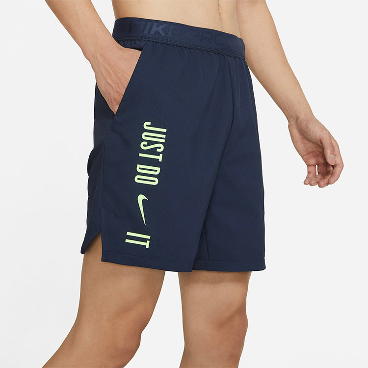 Nike Pro Dri-FIT Flex Vent Max Alphabet Printing Training Sports Shorts Obsidian
