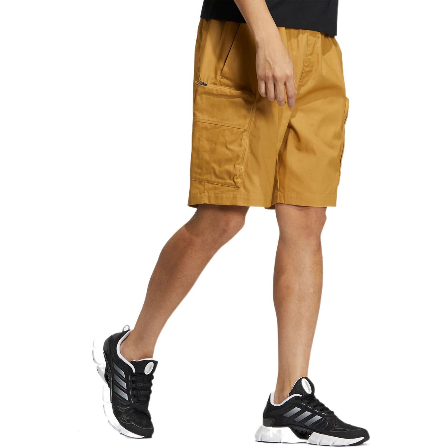 Image of Men's adidas Solid Color Logo Printing Casual Straight Shorts Yellow HM2987