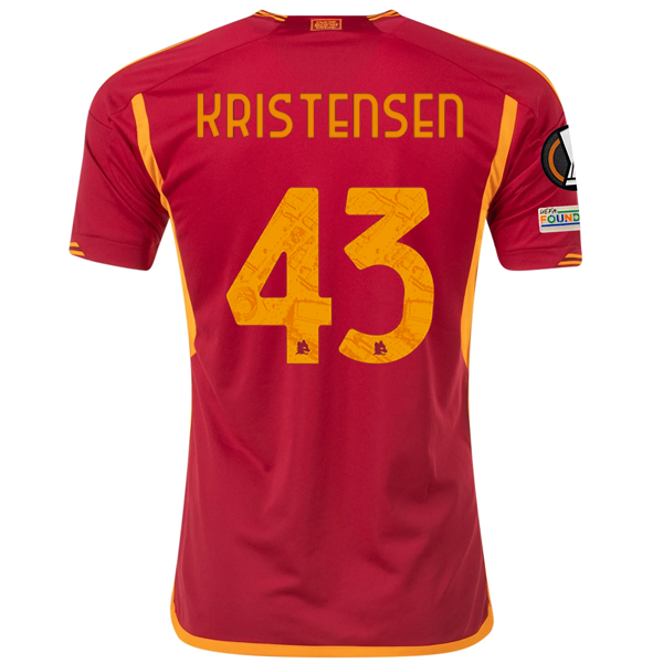 adidas Roma Rasmus Kristensen Heimtrikot mit Europa League-Aufnähern 23/24 (Team V