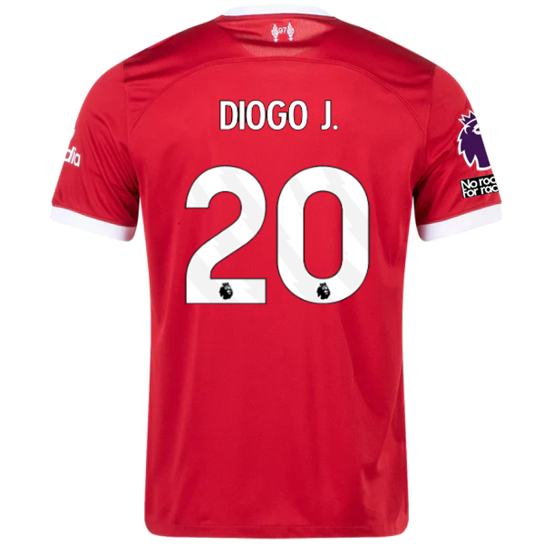Nike Liverpool Diogo Jota Home Jersey w/ EPL + No Room For Racism Patches 23/24