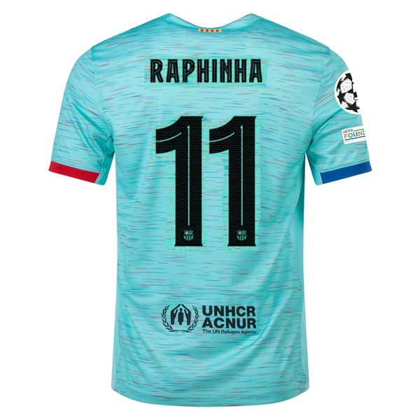 Image of Nike Barcelona Raphinha Drittes Trikot mit Champions League-Aufnähern 23/24 (Light Aq