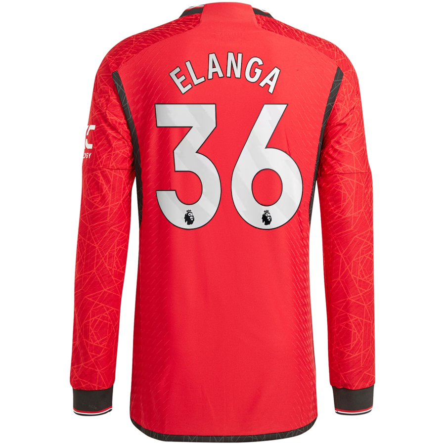 Image of adidas Manchester United Authentic Anthony Elanga Long Sleeve Home Jersey w/ EPL