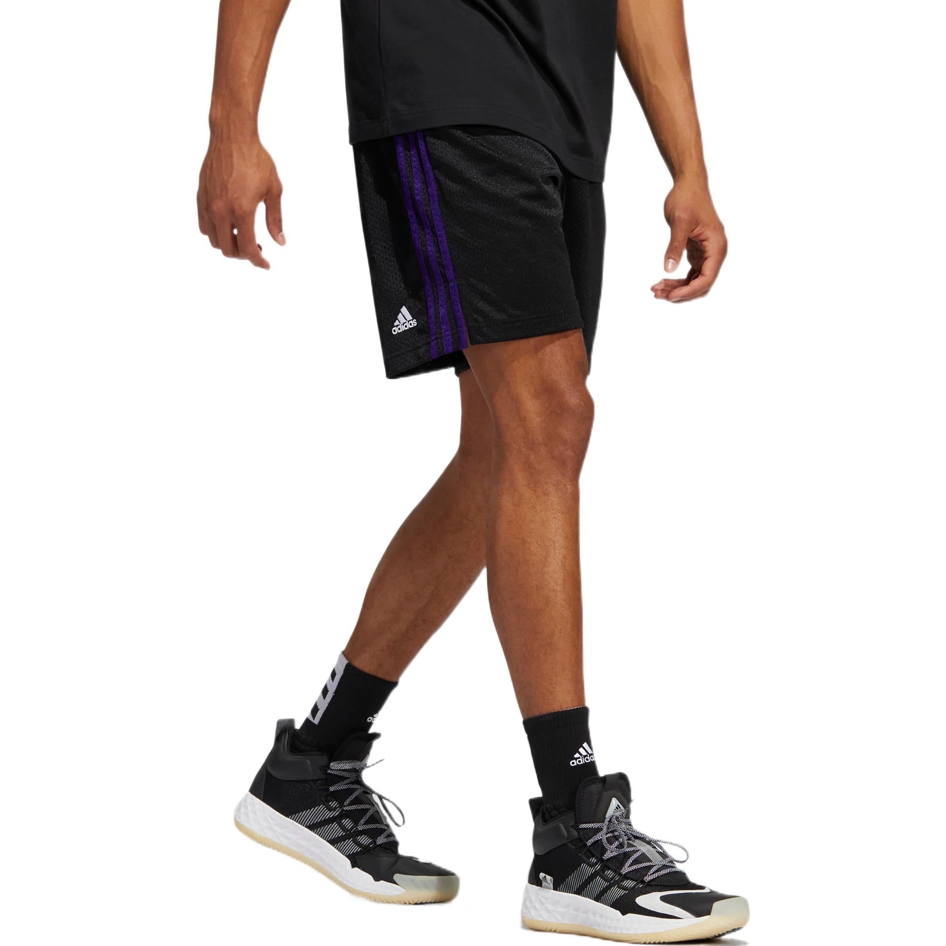 Image of Men's adidas Stripe Printing Lacing Sports Shorts Black HS8517