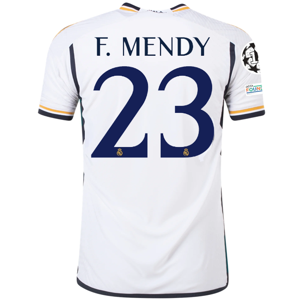 Image of adidas Real Madrid Authentic Ferland Mendy Home Jersey w/ Champions League + Clu