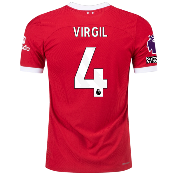 Image of Nike Liverpool Authentic Virgil Van Dijk Vaporknit Match Home Jersey w/ EPL + No