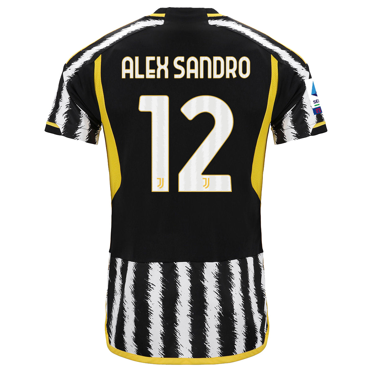Image of adidas Alex Sandro Juventus Home Jersey w/ Serie A Patch 23/24 (Black/White)